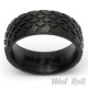 Mot Roll Schwarzer Carbon Ring mit Reifenprofil Reifen Bikerring Männergeschenk