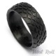 Mot Roll Schwarzer Carbon Ring mit Reifenprofil Reifen Bikerring Männergeschenk