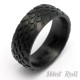 Mot Roll Schwarzer Carbon Ring mit Reifenprofil Reifen Bikerring Männergeschenk