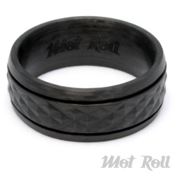 Mot Roll Schwarzer Carbon Ring mit Reifenprofil Reifen Bikerring Männergeschenk