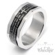Herrenring aus Edelstahl mit Kreuz und Gebet silber schwarz Drehring Ring Geschenk