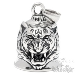Biker-Bell mit Tigerkopf aus Edelstahl Tiger silber Motorrad Glücksglocke Geschenk