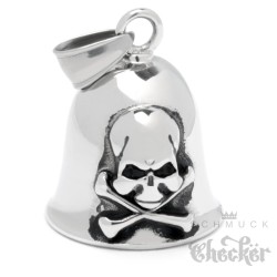 Biker-Bell mit Totenkopf aus Edelstahl Motorrad Glücksglocke Skull Cross Bones