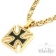Eisernes Kreuz Anhänger aus Edelstahl schwarz gold massiv + 60cm Königskette Biker