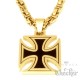 Eisernes Kreuz Anhänger aus Edelstahl schwarz gold massiv + 60cm Königskette Biker