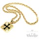 Eisernes Kreuz Anhänger aus Edelstahl schwarz gold massiv + 60cm Königskette Biker