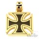 Eisernes Kreuz Anhänger aus Edelstahl schwarz gold massiv + 60cm Königskette Biker
