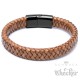 Lederarmband für Herren braun mit schwarzem Edelstahlverschluss geflochten hochwertig