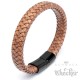 Lederarmband für Herren braun mit schwarzem Edelstahlverschluss geflochten hochwertig