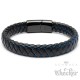 Lederarmband für Herren schwarz blau geflochten Edelstahlverschluss hochwertig