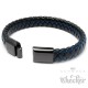 Lederarmband für Herren schwarz blau geflochten Edelstahlverschluss hochwertig