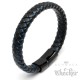 Lederarmband für Herren schwarz blau geflochten Edelstahlverschluss hochwertig