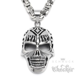 XXL Edelstahl Anhänger großer Totenkopf Schädel + dicke Königskette 60cm Biker