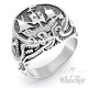 Edelstahl Ring mit Schiff und 2 riesen Kraken Oktopuss Seefahrer Siegelring silber