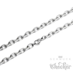 Edelstahl Ankerkette silber mit Facettenschliff Herren Halskette Männer Kette 7mm 60cm