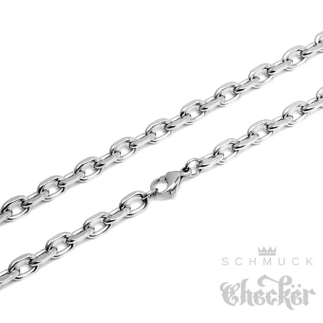 Edelstahl Ankerkette silber mit Facettenschliff Herren Halskette Männer Kette 7mm 60cm