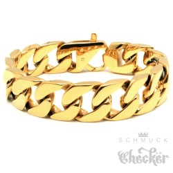 Vergoldetes Panzerarmband aus Edelstahl Männerarmband gold breit schwer Bikerschmuck