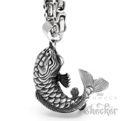 Edelstahl Herren Anhänger japanischer Koi Fisch silber hochwertig + Königskette