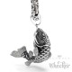 Edelstahl Herren Anhänger japanischer Koi Fisch silber hochwertig + Königskette