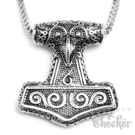 Edelstahl Anhänger original Thors Hammer Mjölnir detailliert silber + 60cm Kette