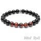 Mot Roll Perlen Armband schwarz rot rotes Tigerauge Edelstein Herren Menbeads