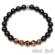 Mot Roll Perlen Armband schwarz gelbraun gelb Tigerauge Edelstein Herren Menbeads
