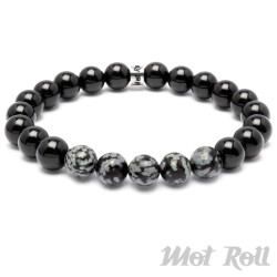 Mot Roll Perlen Armband schwarz gelbraun gelb Tigerauge Achat Edelstein Herren Menbeads