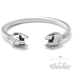 Gladiator Helm Armreif aus Edelstahl 300 Troya Krieger Herren Armspange silber flexibel