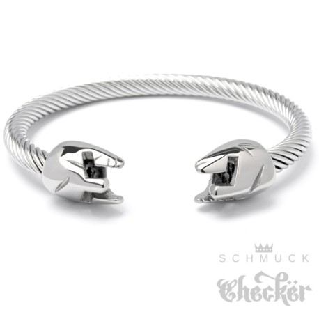 Gladiator Helm Armreif aus Edelstahl 300 Troya Krieger Herren Armspange silber flexibel