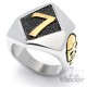 Edelstahl Ring mit Glückszahl Lucky 7 silber & gold Glück Totenkopf Biker