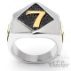 Edelstahl Ring mit Glückszahl Lucky 7 silber & gold Glück Totenkopf Biker