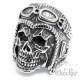 XL Totenkopf Ring mit Retro Motorradhelm aus Edelstahl großer Skull Bikerring