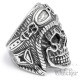 XL Totenkopf Ring mit Retro Motorradhelm aus Edelstahl großer Skull Bikerring