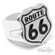 Massiver Route 66 Edelstahl Ring silber poliert America‘s Mother Road Bikerring