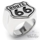 Massiver Route 66 Edelstahl Ring silber poliert America‘s Mother Road Bikerring