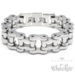 XXL Armband große Motorradkette mit Verlängerung massive Armkette aus Edelstahl silber