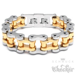 XXL Armband große Motorradkette mit Verlängerung massive Armkette aus Edelstahl silber gold