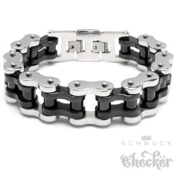 XXL Armband große Motorradkette mit Verlängerung massive Armkette aus Edelstahl silber schwarz