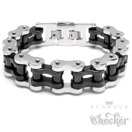 XXL Armband große Motorradkette mit Verlängerung massive Armkette aus Edelstahl silber schwarz