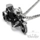 Kleiner Skelett Motorrad Anhänger aus Edelstahl Totenkopf Bike silber Skull mit Kette