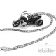 Kleiner Skelett Motorrad Anhänger aus Edelstahl Totenkopf Bike silber Skull mit Kette