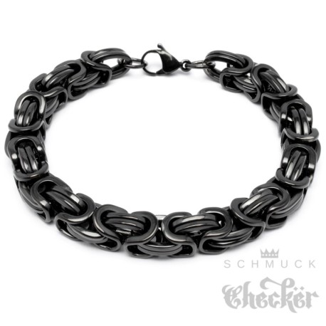 Schwarzes Königsarmband aus Edelstahl Herren Männer Byzantiner Armband Königskette