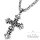Lilien Kreuz Anhänger aus Edelstahl 316L silber Fleur de Lis Königskette Halskette