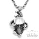 Edelstahl Ketten Anhänger detailliert silber Totenkopf Schlange & Vogel + Kette