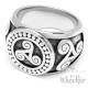 Edelstahl-Ring mit keltischer Triskele nordisch germanisch Dreier-Spirale silber massiv