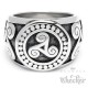 Edelstahl-Ring mit keltischer Triskele nordisch germanisch Dreier-Spirale silber massiv