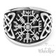Wikingerring mit Runen-Kompass Vegvisir nordischer Ring Edelstahl silber hochwertig