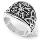 Wikingerring mit Runen-Kompass Vegvisir nordischer Ring Edelstahl silber hochwertig