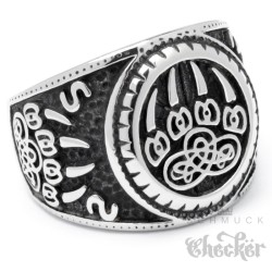 Wikingerring mit Bärentatze nordischer Berserker Ring Edelstahl silber hochwertig