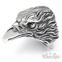 Großer XL Adler Ring aus Edelstahl hochwertig silber Bikerring Männerring Vogel